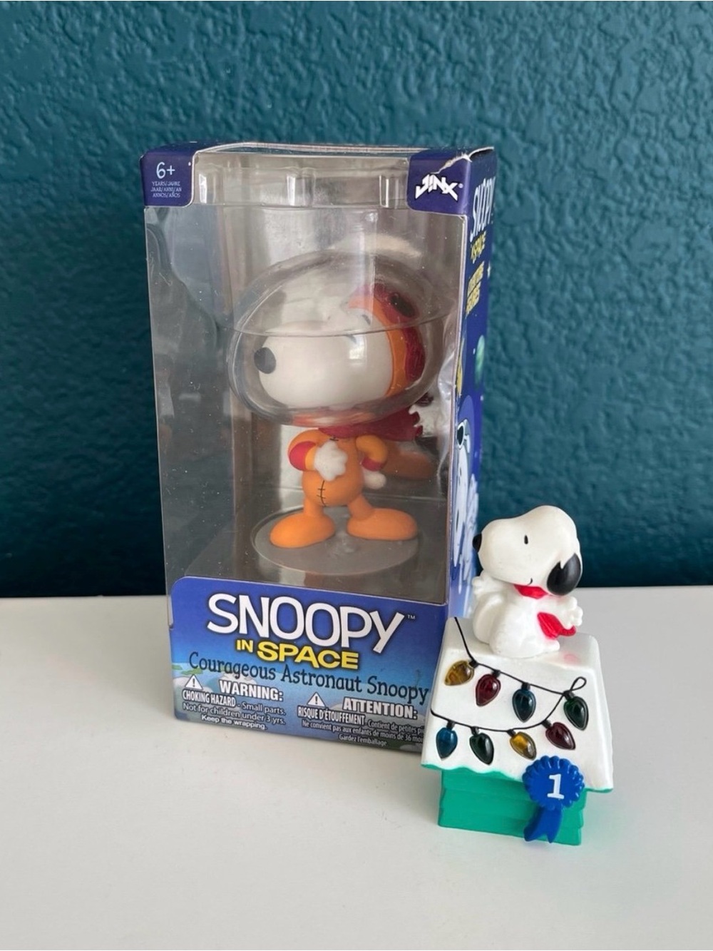 Vintage 1966 Peanuts Snoopy Christmas Pin & JINX Space Adventure Snoopy